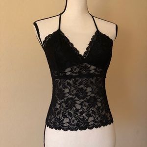 Victoria Secret Moda INTL black lace halter size S
